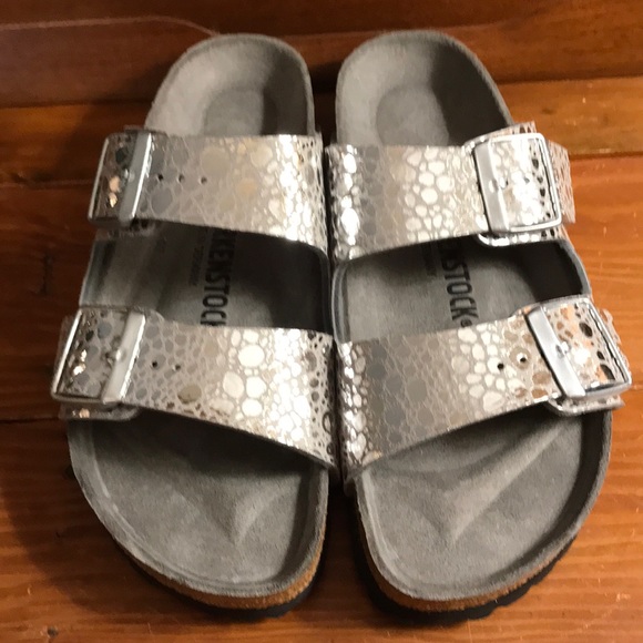 birkenstock metallic stones silver